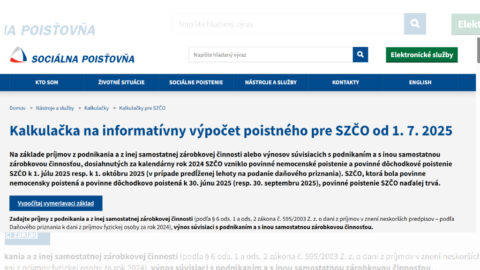 SZČO si môžu vypočítať nové poistné v online kalkulačke Sociálnej poisťovne